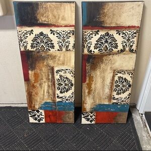 Abstract Wall Art Set with Black and Red Accents - USED